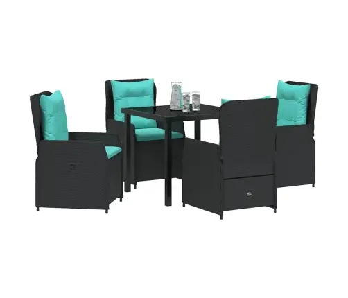 Dārza Ēdamgalds 5 Pcs Melna Poliūtu Rotangpalma Vidaxl