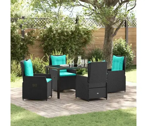 Sodo Valgomojo Komplektas 5 Pcs Juoda Poli Ratanas