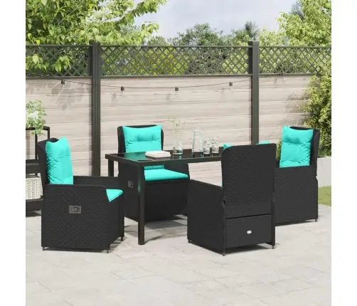 Sodo Valgomojo Komplektas 5 Pcs Juoda Poli Ratanas