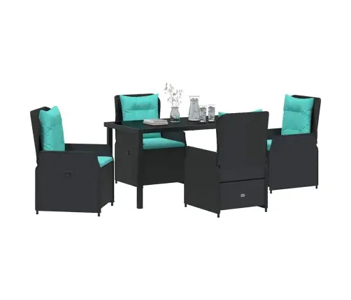 Sodo Valgomojo Komplektas 5 Pcs Juoda Poli Ratanas