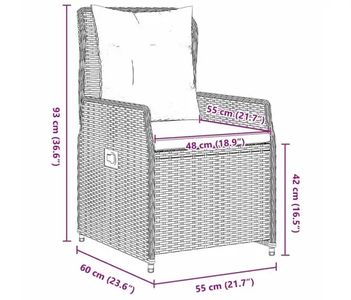 Sodo Valgomojo Komplektas 5 Pcs Juoda Poli Ratanas