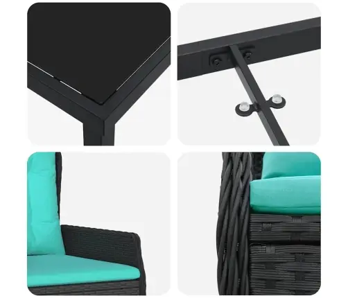 Dārza Ēdamgalds Ar Spilvenu Ar Spilvenu 7 Pcs Melna Pe Ratan Vidaxl