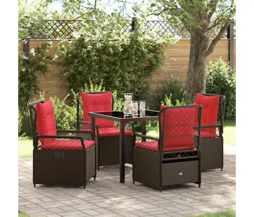 Dārza Ēdamgalds 5 Pcs Brūna Poliratāns Vidaxl