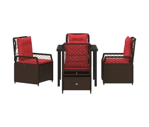 Dārza Ēdamgalds 5 Pcs Brūna Poliratāns Vidaxl