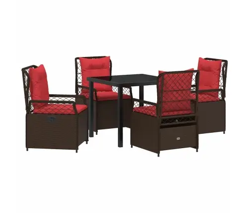 Dārza Ēdamgalds 5 Pcs Brūna Poliratāns Vidaxl