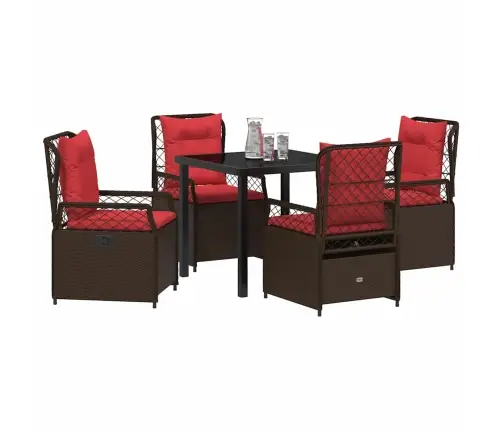 Dārza Ēdamgalds 5 Pcs Brūna Poliratāns Vidaxl