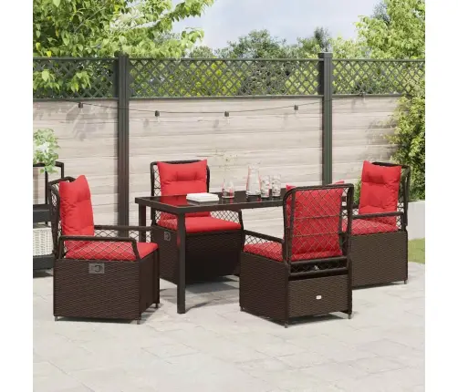 5 Daļu Dārza Galda Komplekts Brūns Polyratans Vidaxl