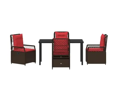 5 Daļu Dārza Galda Komplekts Brūns Polyratans Vidaxl