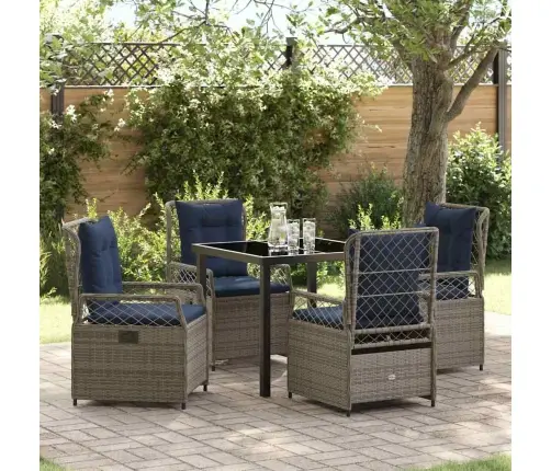 Sodo Valgomojo Komplektas 5 Pcs Pilka Poliratanas