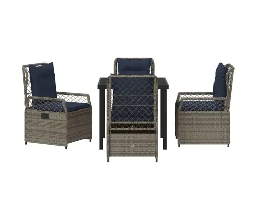 Sodo Valgomojo Komplektas 5 Pcs Pilka Poliratanas