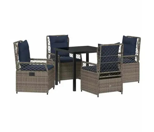 Sodo Valgomojo Komplektas 5 Pcs Pilka Poliratanas