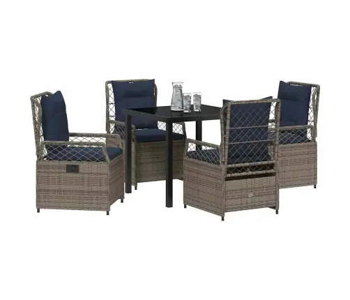 Sodo Valgomojo Komplektas 5 Pcs Pilka Poliratanas