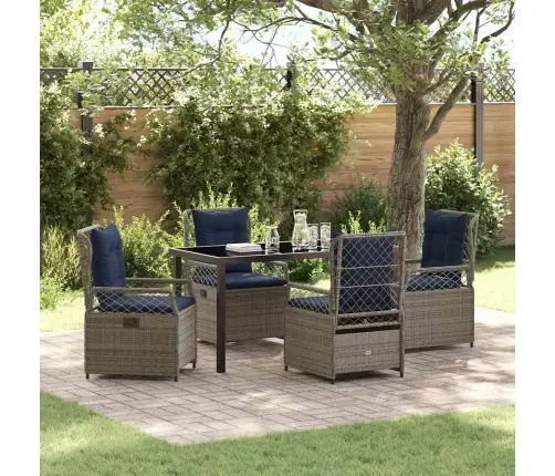 5 Daļīgs Dārza Ēdamgalds, Pelēks Poliratans Vidaxl