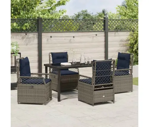 5 Daļīgs Dārza Ēdamgalds, Pelēks Poliratans Vidaxl