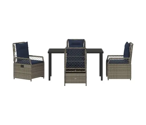 5 Daļīgs Dārza Ēdamgalds, Pelēks Poliratans Vidaxl