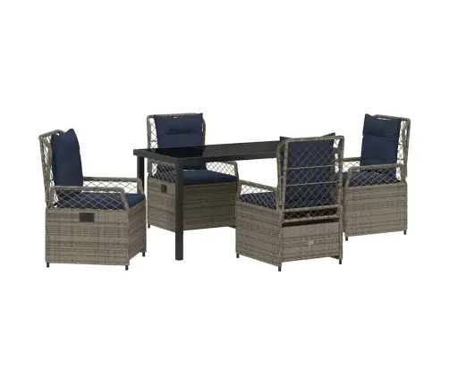 5 Daļīgs Dārza Ēdamgalds, Pelēks Poliratans Vidaxl