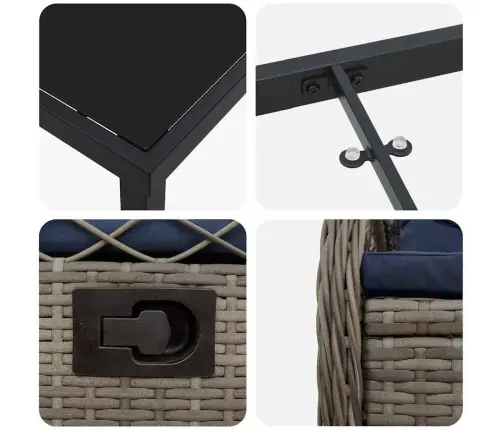 Sodo Valgomojo Komplektas 5 Pcs Pilka Poliratanas