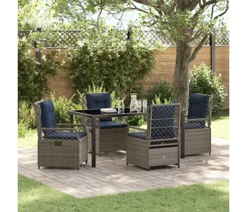 Sodo Valgomojo Komplektas 5 Pcs Pilka Poliratanas