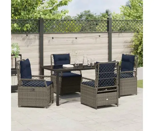 Sodo Valgomojo Komplektas 5 Pcs Pilka Poliratanas