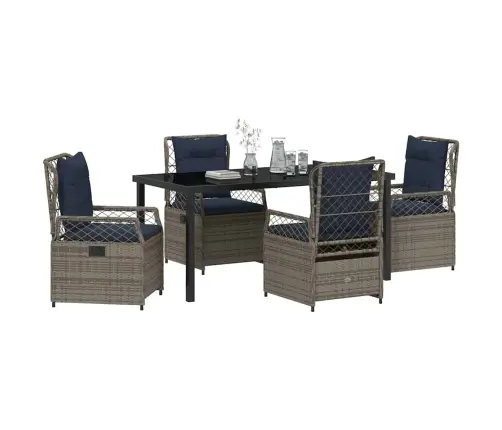 Sodo Valgomojo Komplektas 5 Pcs Pilka Poliratanas