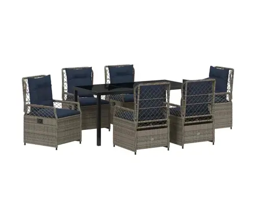 7 Daļu Dārza Galds Pelēkā Poli Rattan Vidaxl