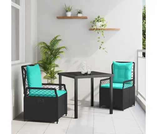 Sodo Valgomojo Komplektas 3 Pcs Juoda Poliratanas