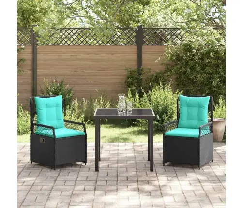 Sodo Valgomojo Komplektas 3 Pcs Juoda Poliratanas