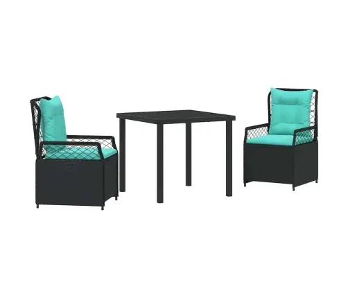 Sodo Valgomojo Komplektas 3 Pcs Juoda Poliratanas