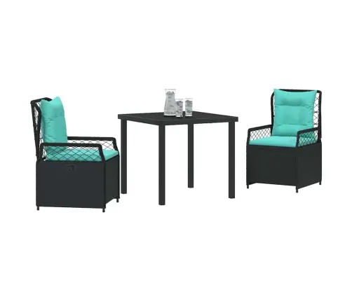 Sodo Valgomojo Komplektas 3 Pcs Juoda Poliratanas