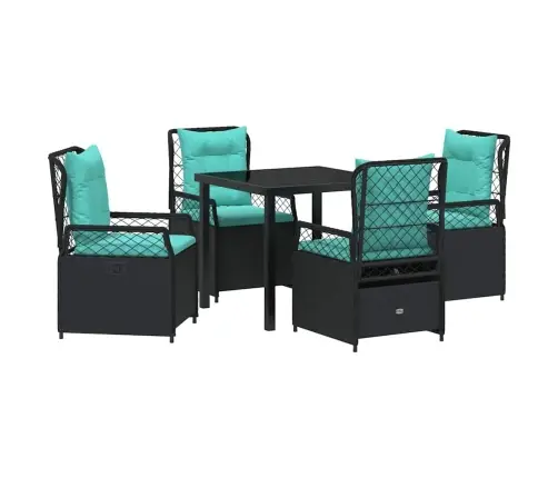 Sodo Valgomojo Komplektas 5 Pcs Juoda Poliratanas