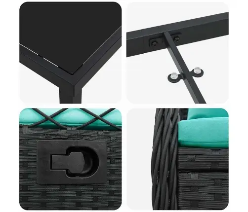 Sodo Valgomojo Komplektas 5 Pcs Juoda Poliratanas