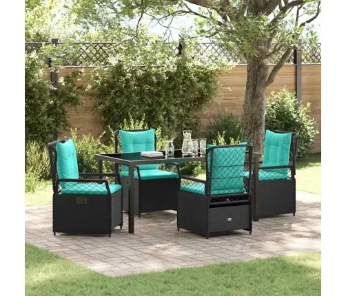 Sodo Valgomojo Komplektas 5 Pcs Juoda Poliratanas