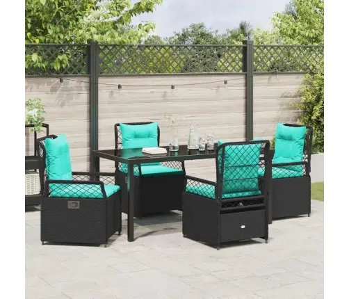 Sodo Valgomojo Komplektas 5 Pcs Juoda Poliratanas