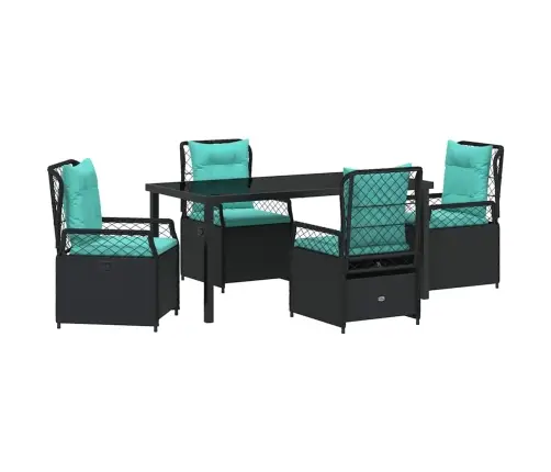 Sodo Valgomojo Komplektas 5 Pcs Juoda Poliratanas