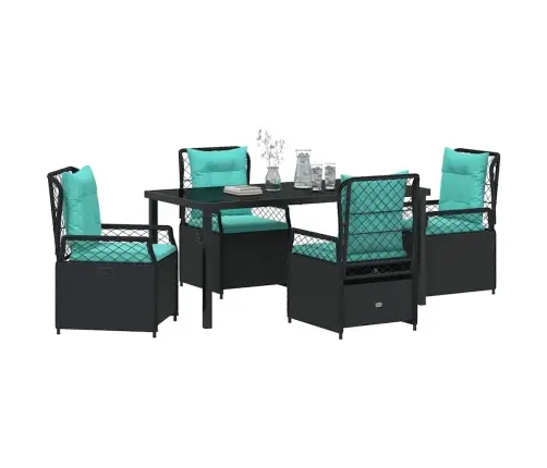 Sodo Valgomojo Komplektas 5 Pcs Juoda Poliratanas