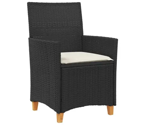 3 Daļu Dārza Ēdamgalds Ar Spilveniem, Melns Polu Ratan. Vidaxl