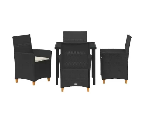 5 Daļu Dārza Ēdamgalds Ar Spilveniem Melnā Polirattā Vidaxl