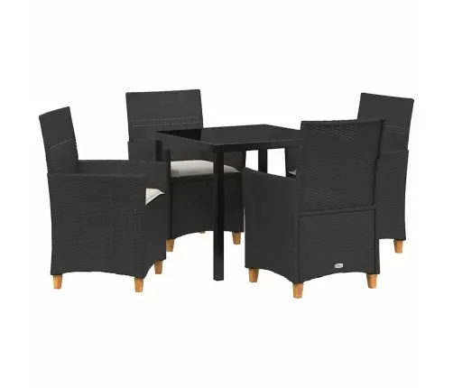 5 Daļu Dārza Ēdamgalds Ar Spilveniem Melnā Polirattā Vidaxl