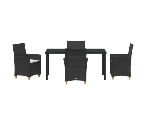 5 Daļu Dārza Ēdamgalds Ar Spilveniem, Melns Poliesters Vidaxl