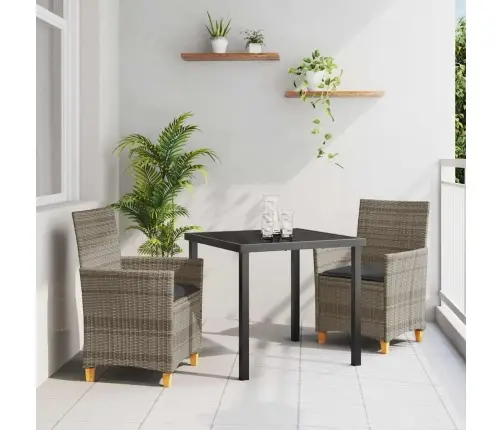 Sodo Valgomojo Komplektas 3 Pcs Pilka Poliratanas