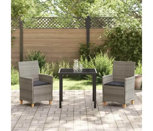 Sodo Valgomojo Komplektas 3 Pcs Pilka Poliratanas