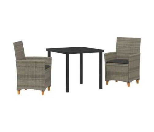 Sodo Valgomojo Komplektas 3 Pcs Pilka Poliratanas