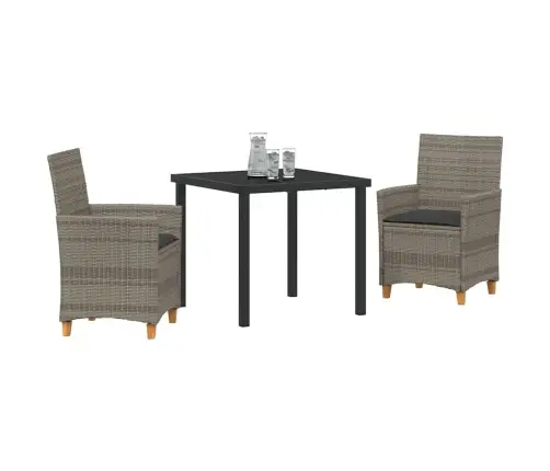 Sodo Valgomojo Komplektas 3 Pcs Pilka Poliratanas