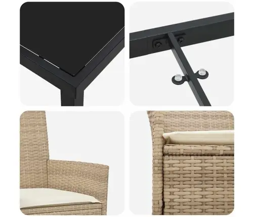 Aia Söögilaudade Komplekt 3 Pcs Beež Polürotang