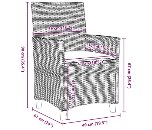 Aia Söögilaudade Komplekt 3 Pcs Beež Polürotang