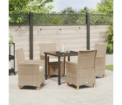 5 Daļu Dārza Galda Komplekts Ar Spilveniem, Bēšā Krāsā, Poliratans Vidaxl