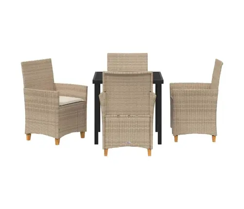 5 Daļu Dārza Galda Komplekts Ar Spilveniem, Bēšā Krāsā, Poliratans Vidaxl