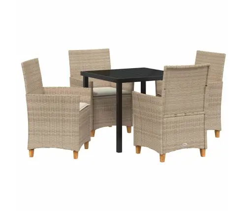 5 Daļu Dārza Galda Komplekts Ar Spilveniem, Bēšā Krāsā, Poliratans Vidaxl