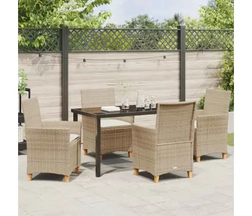 Sodo Valgomojo Komplektas 5 Pcs Smėlio Poliratanas Sodo Valgomojo Komplektas 5 Pcs Smėlio Poliratanas