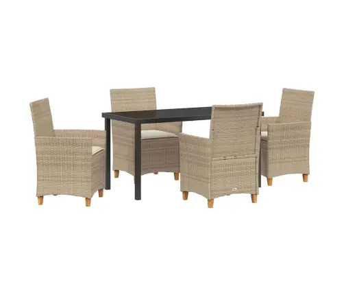 Sodo Valgomojo Komplektas 5 Pcs Smėlio Poliratanas Sodo Valgomojo Komplektas 5 Pcs Smėlio Poliratanas